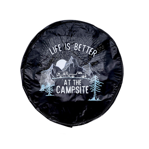 27' Camco Life is Better at Campsite Vinyl Cover with Elastic Hem-Durable Design Keeps Dirt, Rain, and Sun Away from Your Spare Tire (53290)