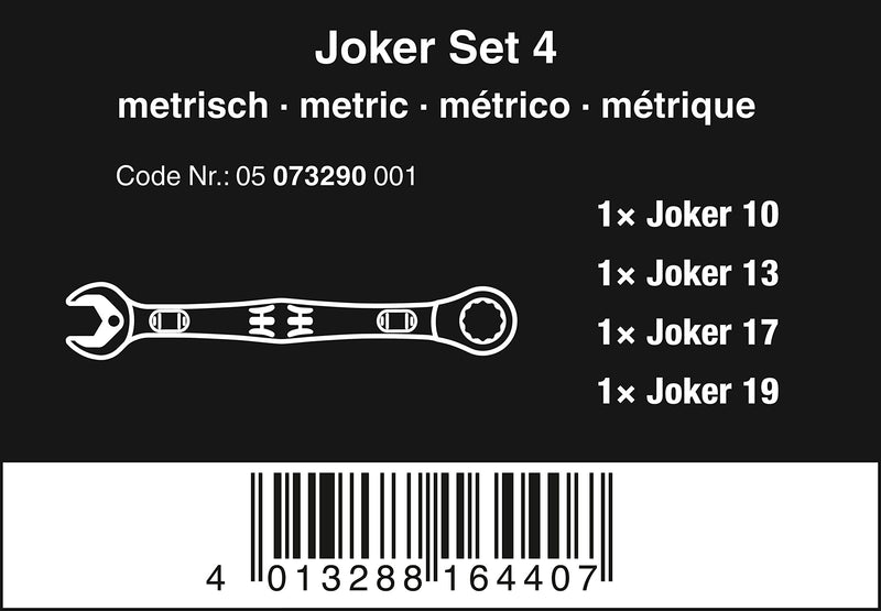 Wera 4pc Joker Metric Ratcheting Combination Wrench Set