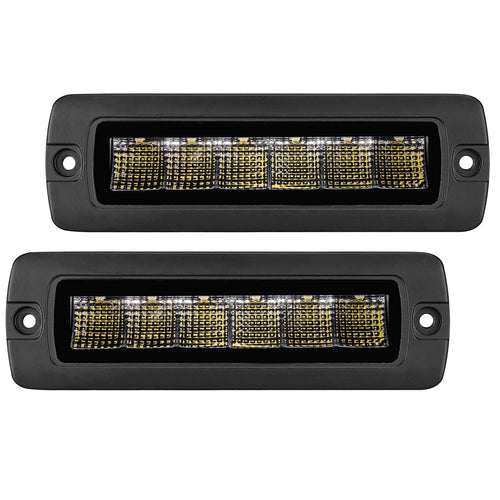 Blackout Series Go Rhino Xplor Lighting: Flush Mount Sixline Flood Light Kit (Pair) | Aluminum, Black | 750300621FBF