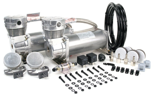 480C VIAIR Dual Air Compressor for Air Suspension (2 Pack) 12V Continuous Duty Cycle Compressor for Air Tanks, Bags, Air Horns 200 PSI (Pewter)