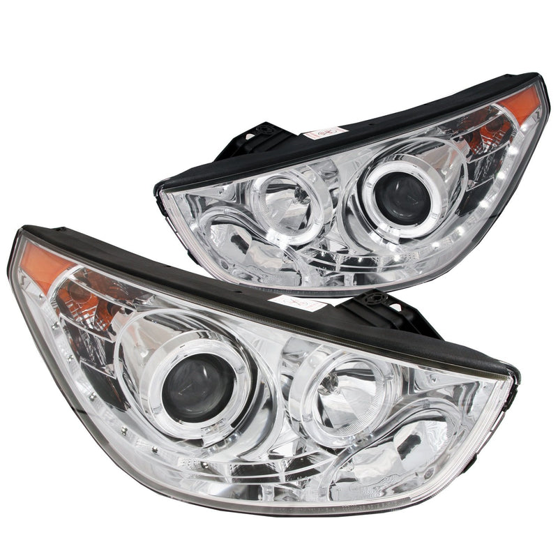 Chrome/Clear/Amber Halogen Projector Headlight AnzoUSA for Hyundai Tucson