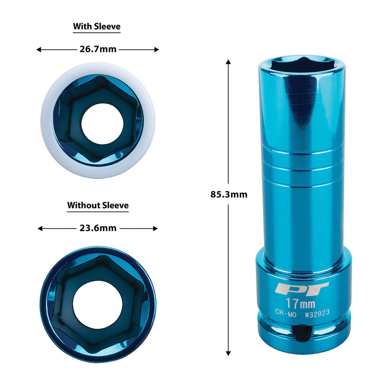 Performance Tool 1/2-Inch Impact Drive W32923 17mm Thin Wall Socket, Blue