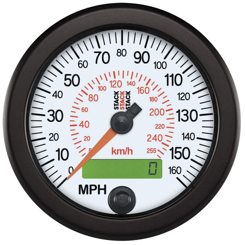 88mm Stack ST3851 White 0-160 MPH/260 km/h Programmable Electronic Speedometer