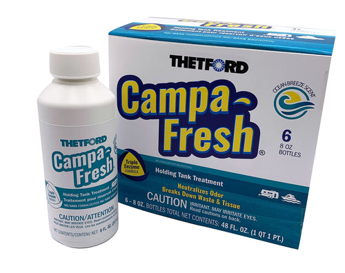 Campa-Fresh Thetford Ocean Breeze Scent RV Holding Tank Treatment, Formaldehyde Free, Waste Digester, Septic Tank Safe, 6 Pack 8oz Bottles (96717)