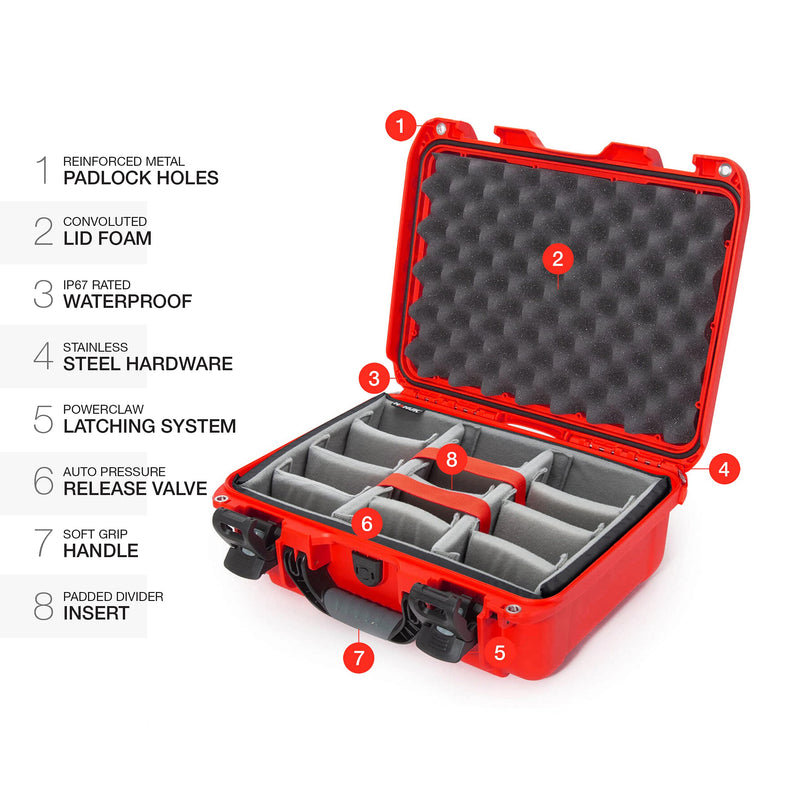 Waterproof Nanuk Hard Case with Padded Dividers - Red (920-2009)