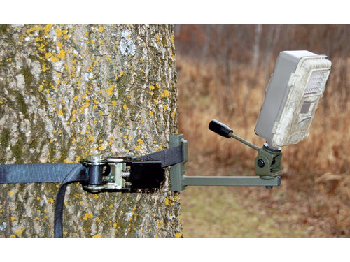 HME Strap-On Trail Camera Holder with 360-degree Rotational Camera Head | Compact Sturdy Adjustable Design | Easy Installation & Versatile Compatibility