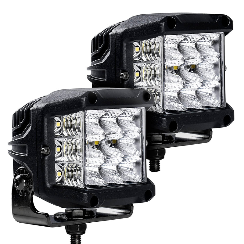 Xplor Lighting: Bright Series Go Rhino 4x3 Sideline LED Cube Flood Light Kit (Pair) | Surface Mount (Threaded Stud Mount) Aluminum, Black | 732360T