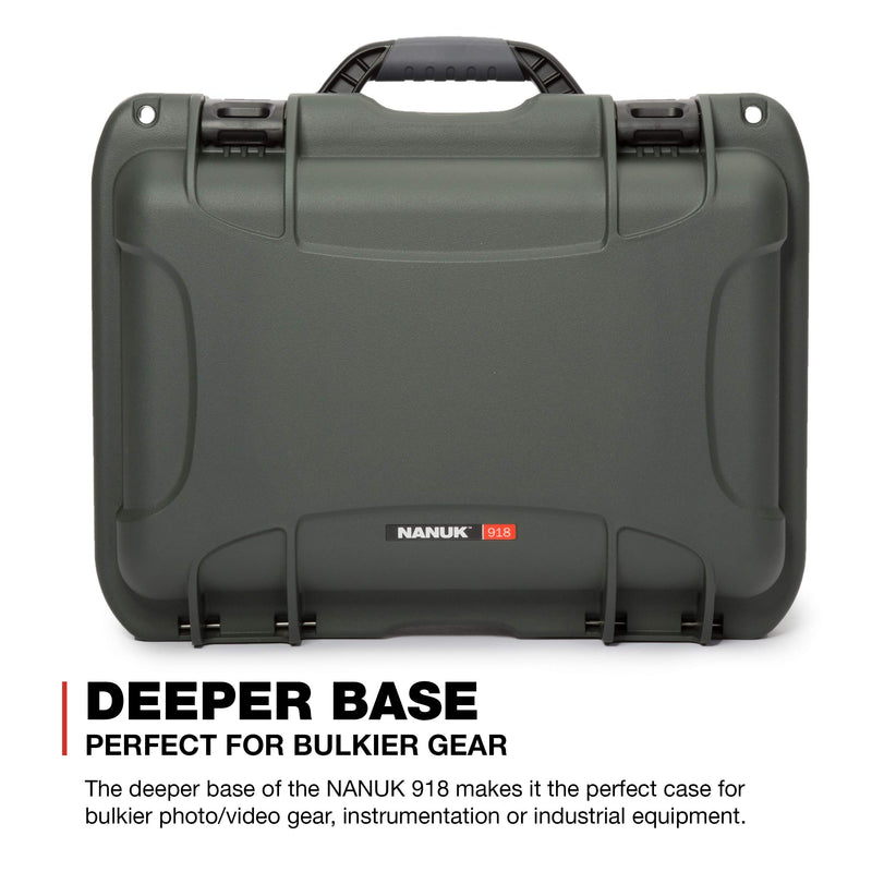 Medium Nanuk Waterproof Hard Case with Foam Insert 16.9" x 12.9" x 9.3" - Olive