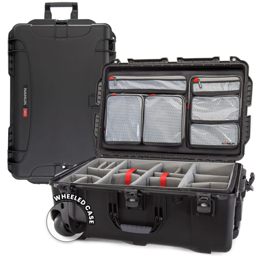 Pro Photo Kit NANUK 963 – Waterproof Travel Camera Hard Case with Padded Dividers and Wheels, 32.5" x 21" x 12.3", Dustproof and Impact-Resistant, Ideal for Heavy Loads – Black
