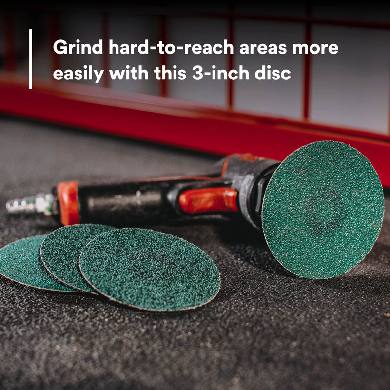 3M Green Corps 36534 Roloc Disc, 40+ Grit, 3 in, Pack of 25 Heavy Duty, Quick Change Discs for Grinding, Coating Removal, Fast Cutting