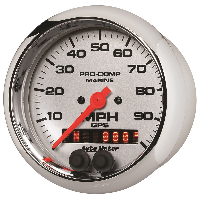 Speedometer AutoMeter Gauge, 3 3/8", 100Mph, GPS, Marine Chrome (200636-35),Multi