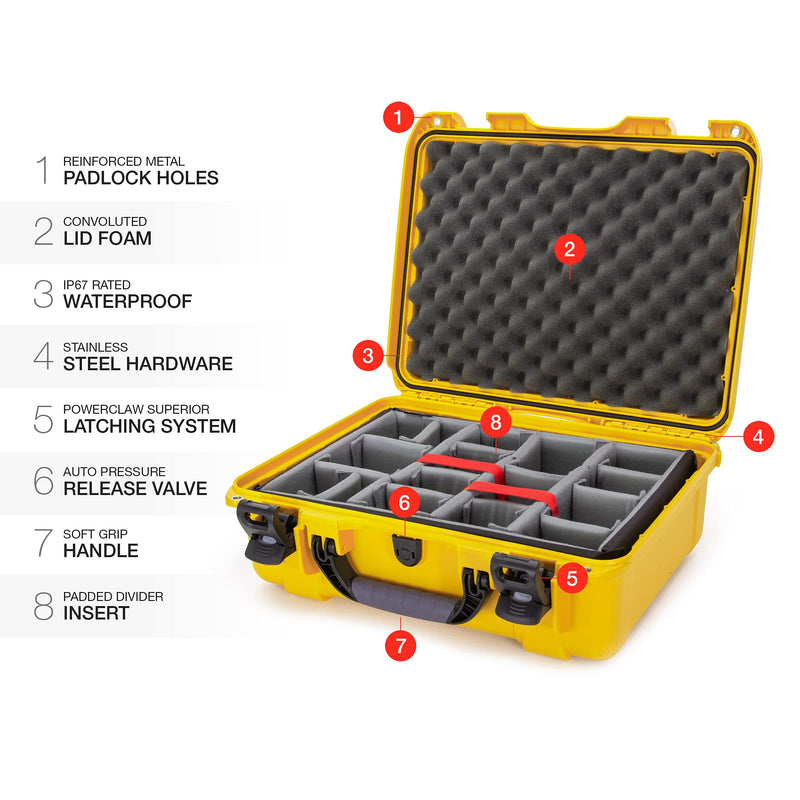 Waterproof Nanuk 930 Hard Case with Padded Dividers - Yellow