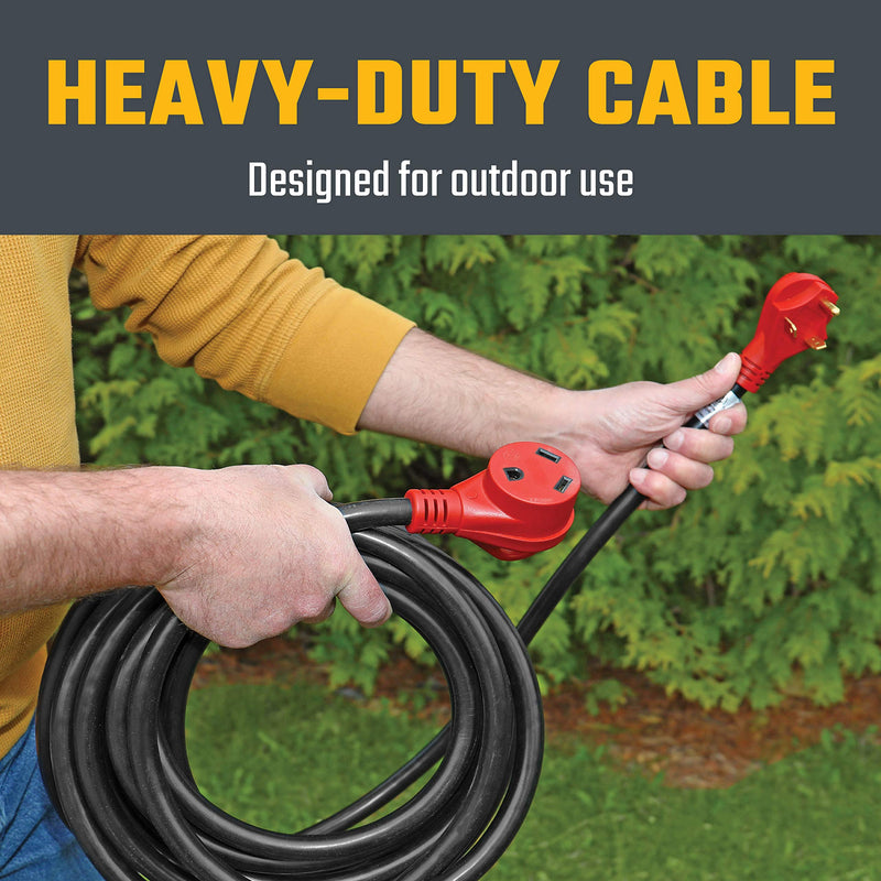Mighty Cord Valterra A10-3025EH RV 30-Amp Extension Cord, 25 ft., Red