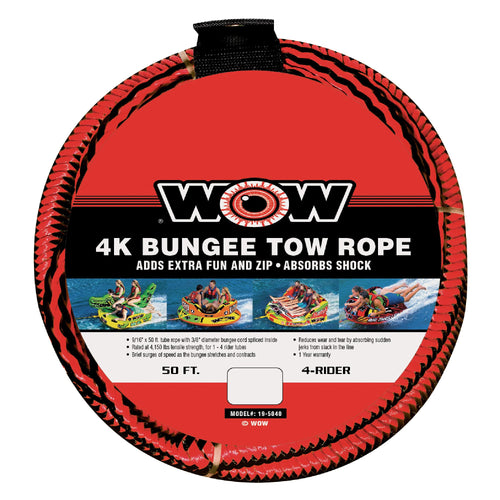 Bungee Tow Rope WOW Sports World of Watersports 19-5040, 50 Feet Long, Black, Standard
