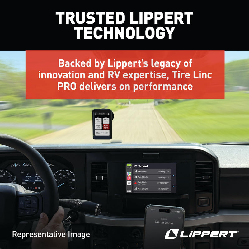 Lippert PRO Tire LINC RV Tire Pressure/Temperature Monitoring System (TPMS) 2-Tire Bundle with External Stem Sensors, Repeater, and Dock #2024115887