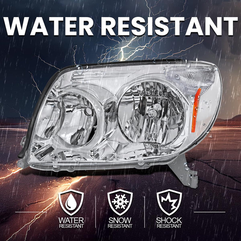 Chrome Headlights SPEC-D TUNING Compatible with 2003-2005 Toyota 4Runner, Left + Right Head Lamps Assembly