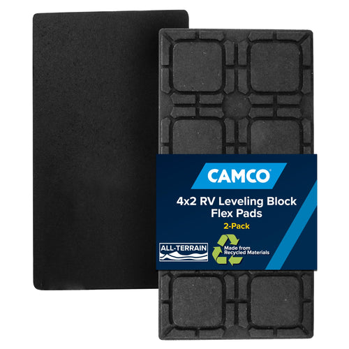 Camco Leveling Block Universal Flex Pads - Prevent Jacks and Stabilizers from Sinking Into Soft Ground - Measure 8.5" x 17" - 2-Pack (44601)