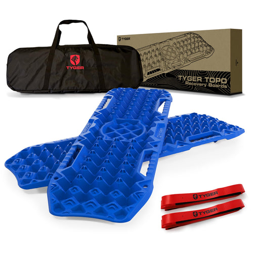 Tyger Auto Off-Road Topo Recovery Boards | Jack Lift Compatible | Extra Wide | Emergency Rescue on Mud, Snow, Sand for Trucks SUV | Tire Wheel Traction Mat Ramp Pads | Pair Set | Blue | TG-RD2U22235