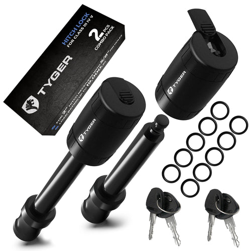 Tyger Auto Trailer Hitch Lock Pin Solid with Locking Key - for 5/8 inch Pin Holes on 2 inch Receivers | Two-Pack Combo | Class III IV V | 19,000 lb Load Rating | TG-HL3U022B | Weatherproof Anti-Theft