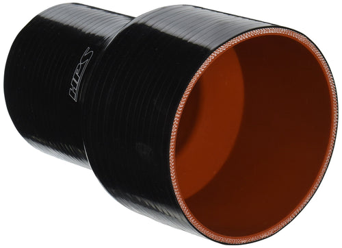 HPS Silicone HTSR-300-400-L6-BLK High Temperature 4-ply Reinforced Reducer Coupler Hose, 30 PSI Maximum Pressure, 6" Length, 3" > 4" ID, Black