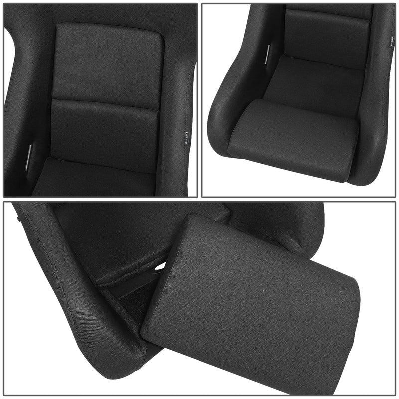 NRG Innovations Arrow Embroidery NRG-FRP-600WT Fixed Back Bucket Racing Seat With Side Mount Brackets,White Fiberglass Shell/Black Fabric Seat Cover, 34.5" H X 24" W X 21" D