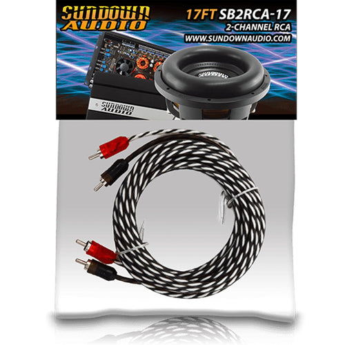 2 Channel Sundown Audio SB2-17 RCA Cable - 17FT Stereo Audio Interconnect, Twisted Pair, Solid Conductor, High-Fidelity Sound, Rugged PVC Jacket for Car & Home Theater