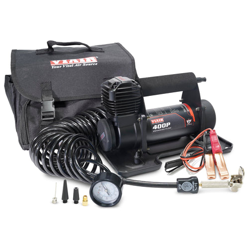 VIAIR Enhanced Flow 400P EF - 40143 Tire Inflator Portable Offroad Air Compressor for Truck & SUV | 12V On/Off Road Tire Pump Air Compressor | 150 PSI (SAE, Alligator Clips)