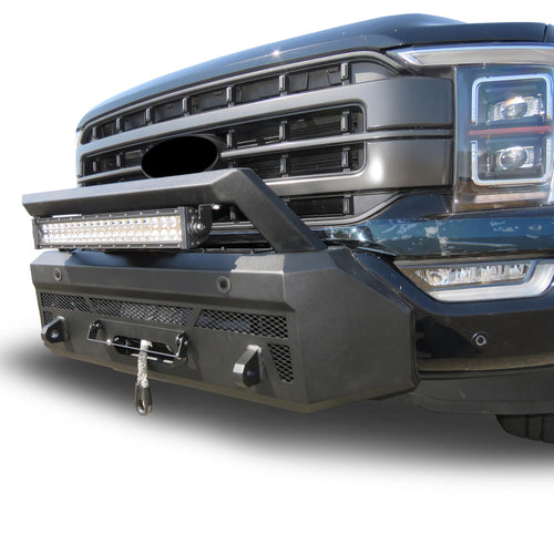 Heavy Duty Black Horse Armour III Front Winch Bumper Kit & Winch Textured Black Compatible with 2021-2023 Ford F-150-AR3HD42-W12
