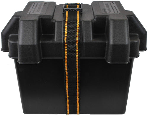 Attwood Standard Non-Vented Battery Box 9069-1 with Mounting Strap, Fits Group 24 Batteries, Black