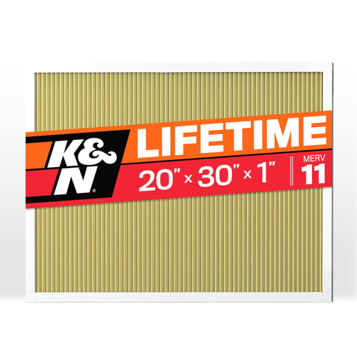 K&N HVAC Furnace Air Filter 20x30x1, Lasts a Lifetime, Washable, Merv 11, the Last Filter You Will Ever Buy, Breathe Safely at Home or in the Office, HVC-12030