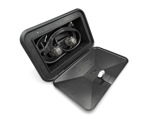B&B Molders, Exterior Shower Box 94196 – Black, Self-Contained RV Hatch with Leak-Resistant Curved Shower Head, UV-Stable Acrylonitrile, OEM Replacement – Made in USA