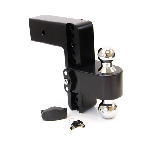 Weigh Safe CTB83CERBLA, 180 Hitch 8" Drop w/ 3" Shank/Shaft, Adjustable Aluminum Trailer Hitch & Ball Mount, Chrome Plated Combo Ball (2" & 2-5/16") & a Double-pin Key Lock CERAKOTE Black
