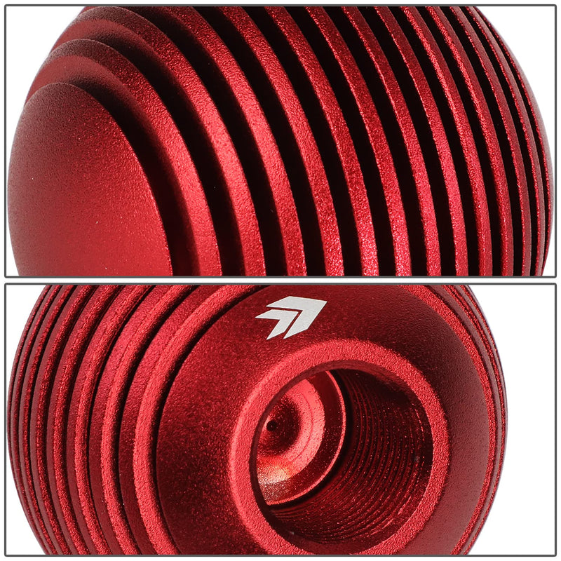 NRG Innovations Universal Aluminum SK-703RD Shift Knob with Thread Adapters, Heat Sink Style Round Ball Shape, Red