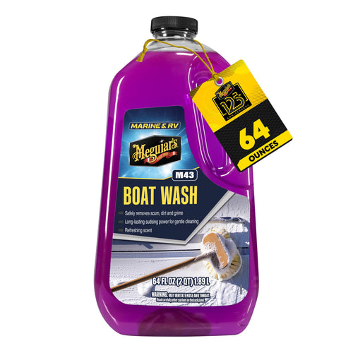 M43 Meguiar's Marine/RV Boat Wash, pH-Balanced Boat/RV Wash for Protecting Fiberglass and Gel Coat, Streak-Free Shine that Keeps Surfaces Clean and Protected, 64 Oz
