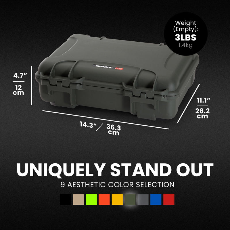 Olive NANUK 910 Waterproof Hard Case Empty