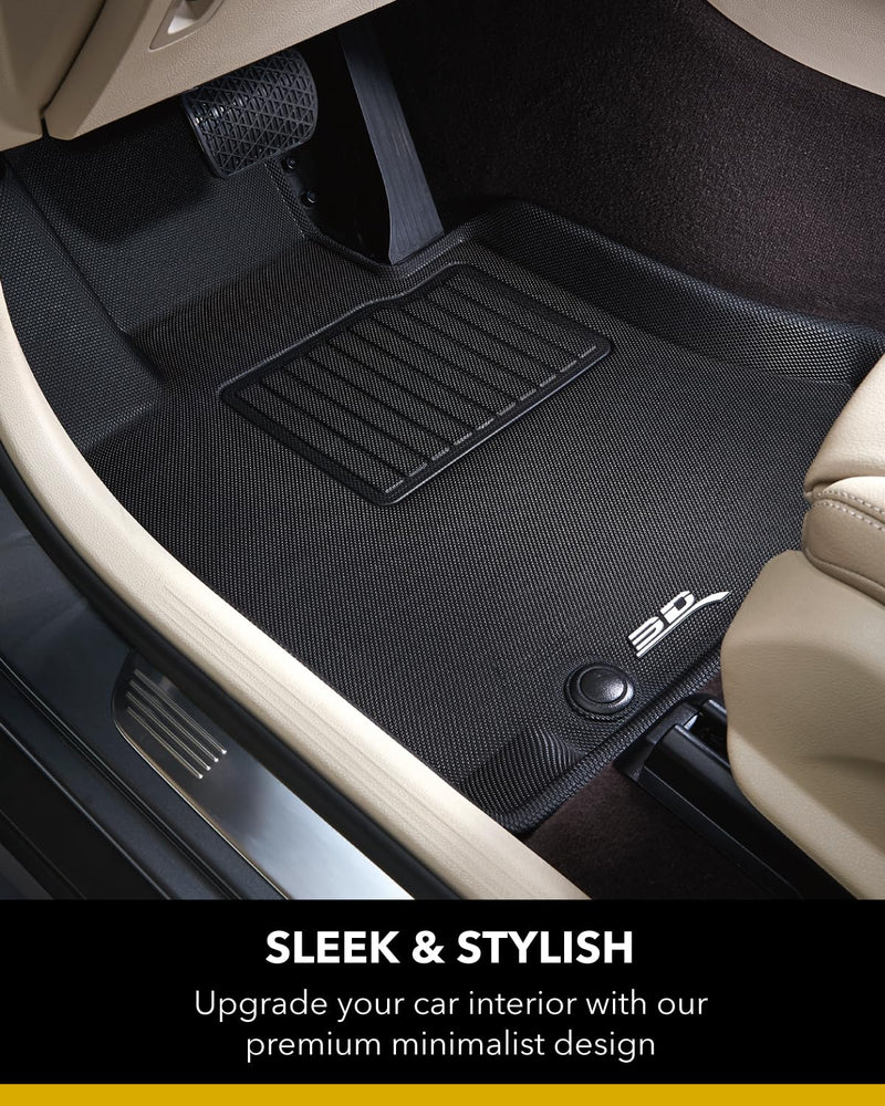MAXpider 3D Custom Fit Kagu Floor Mat (Black) Compatible with GMC Sierra 1500 Crew Cab 2019-2026 / 2500HD/3500HD Crew Cab 2020-2026 (w/ Bucket Seats, Rear Carpeted Underseat Storage) - Full Set