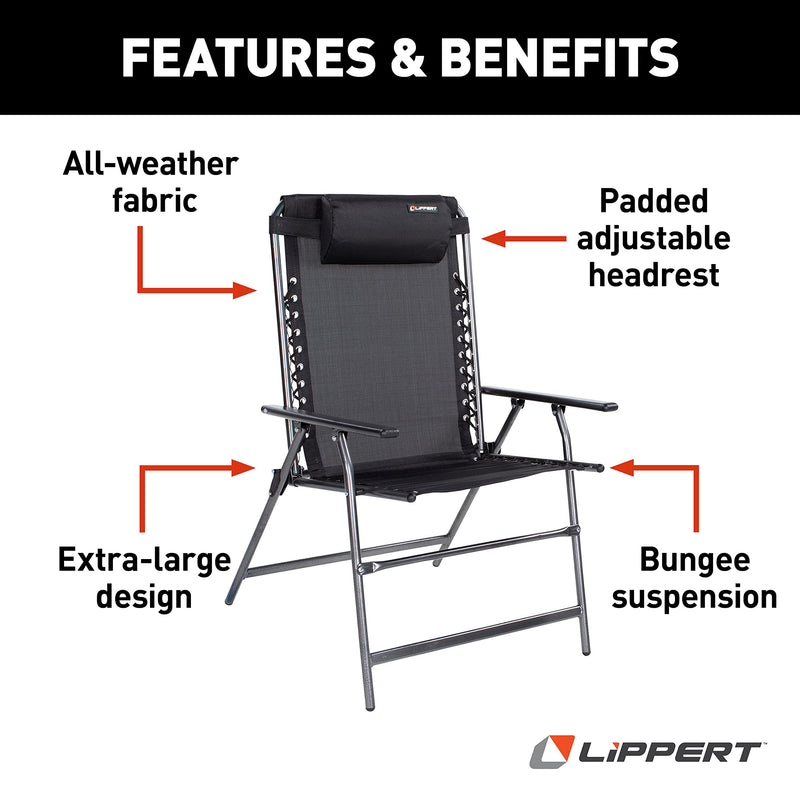 Bungee Deck Chair All-Weather with Adjustable Headrest