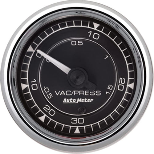 Auto Meter 2-1/16" Boost/Vacuum, 30 in HG/30 PSI, Chrono Chrome 9703