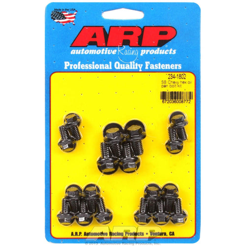 ARP 2341802 Hex Oil Pan Bolt Kit, Black Chrome Moly Steel, for Select Chevrolet Small Block Applic