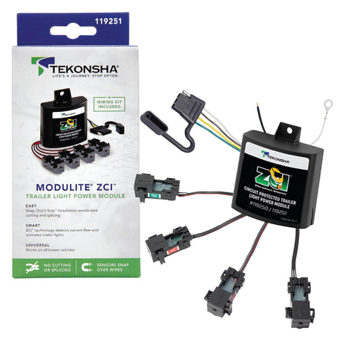 Tekonsha ZCI 119251 Zero Contact Interface Universal ModuLite & Installation Kit, Universal Wiring Harness, Circuit Protected, Works with 2 or 3 Wire Systems, 12-Volt Vehicle Systems Only