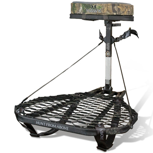 Mega Hawk Combat 1-Piece Hang-On Big Game/Shooting/Hunting Steel Tree Stand with 24"x30" XL Rock-Solid Platform