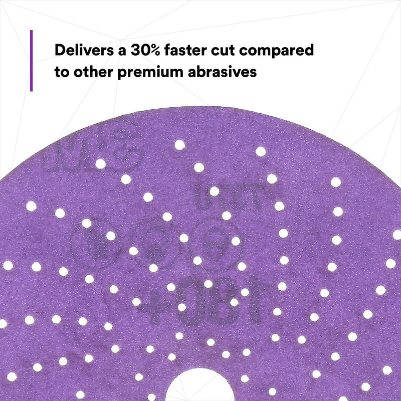 3M Cubitron II Clean Sanding Hookit Abrasive Disc 31374, 6 in, 180+ Grade, Pack of 50 Discs, Virtually Dust-Free, High Performance, Long Lasting, Multi-Hole Pattern, Feather Edging, Stock Removal