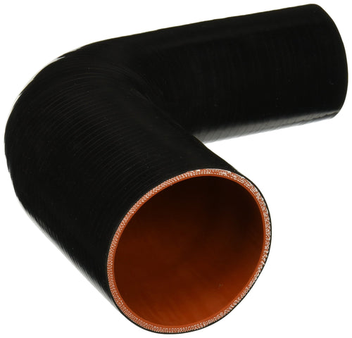 High Temperature HPS HTSER90-275-350-BLK 4-Ply Reinforced Silicone 90 Degree Elbow Reducer Hose, 30 psi Maximum Pressure, 8" Length, 2-3/4" > 3-1/2" ID, Black