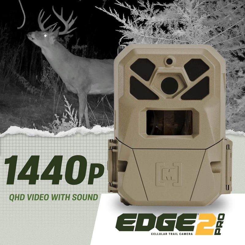 Moultrie 2 Pro Edge Cellular Trail Camera - Auto Connect Nationwide 4G LTE - On Demand 40MP Photo - 1440P Video with HD Audio - Ai False Trigger Elimination - 100 Ft Detection Range - No-Glow Flash