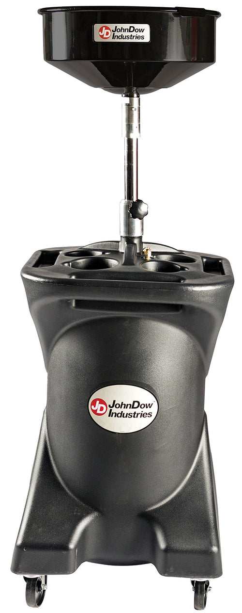 JDI-27DC JohnDow Industries 27 Self-Evacuating Portable Oil Drain, 16 inch Diameter Centered Funnel, Adjustable Funnel Height of 45 in. to 70 in. with Molded in Tool Tray for Oil Filters and Tools