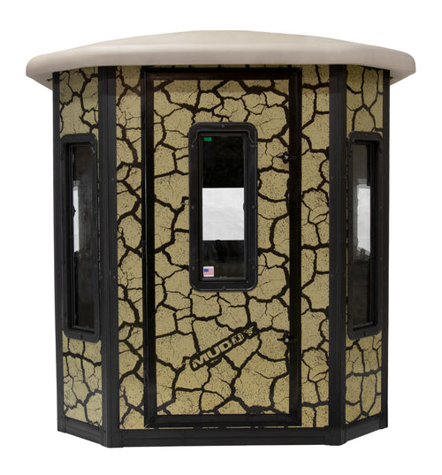 Bull XL Muddy Box Blind, Steel Wall Construction, Cracked Mud Camo