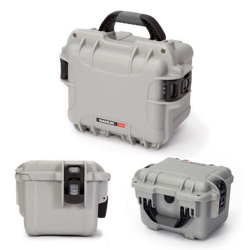 Waterproof Nanuk 908 Hard Case with Padded Dividers - Silver