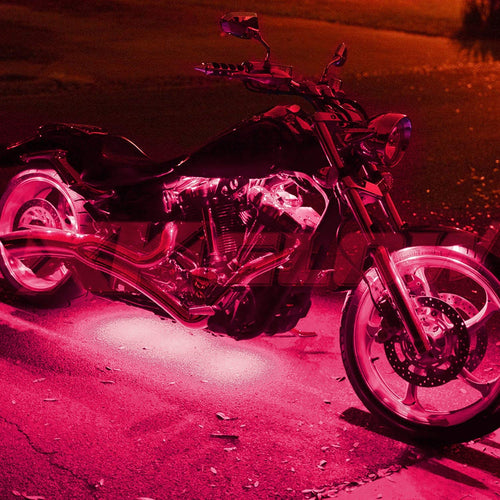XKGLOW Pink XK034002-P - 10xPod + 4x8 Strips Single Color LED Accent Light Motorcycle Kit