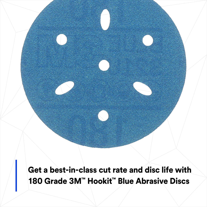 3M Hookit 3M-36146 Blue Abrasive Disc Multi-hole, 3, 180 Grade