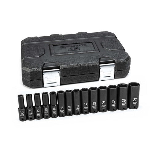 1/2" Drive GEARWRENCH 14 Pc. 6 Pt. Deep Impact Socket Set, Metric - 84955N